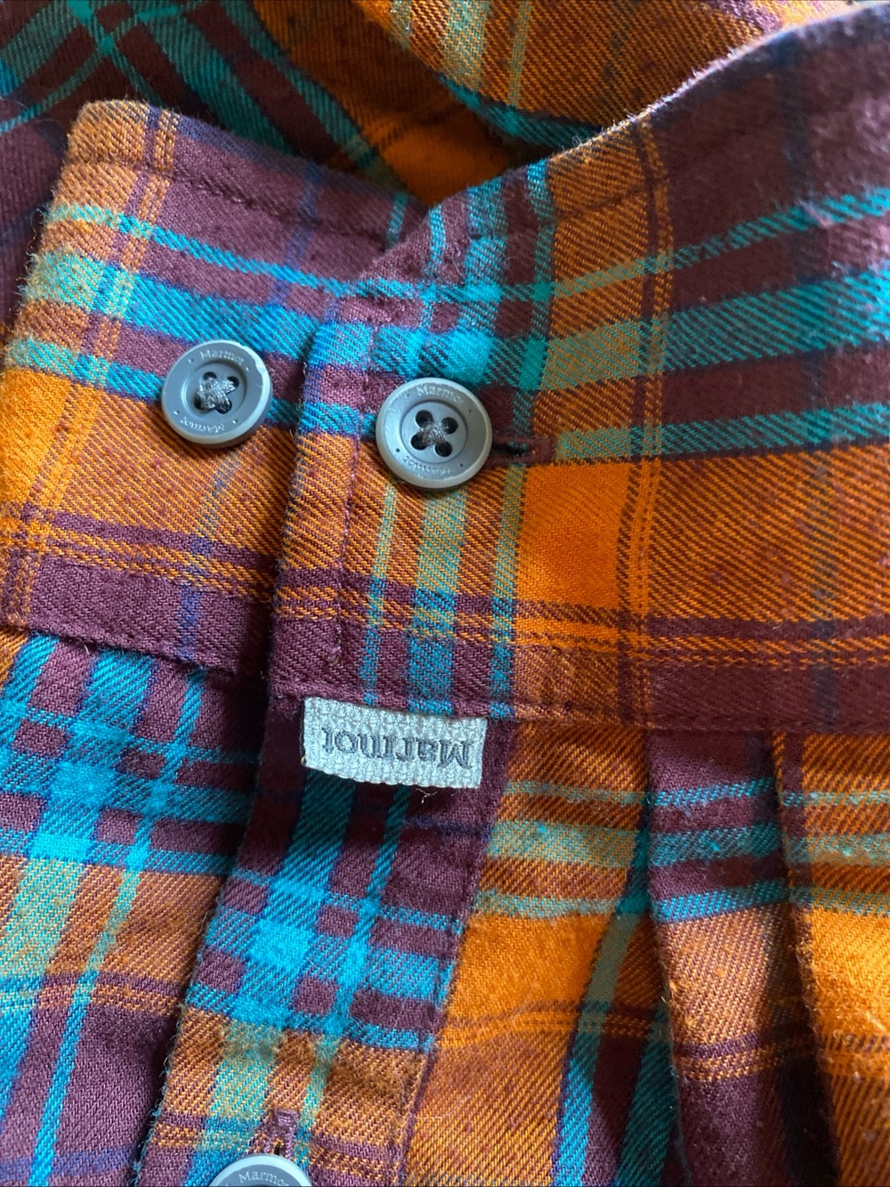 Marmot Orange and Blue Plaid Button-Down Shirt - Men's - Picture 6 of 7